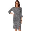 imageAllegra K Tweed Dress for Womens Fall Elegant Boat Neck 34 Sleeve 2025 Work DressBlack