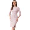 imageAllegra K Tweed Dress for Womens Fall Elegant Boat Neck 34 Sleeve 2025 Work DressPink