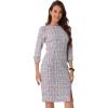 imageAllegra K Tweed Dress for Womens Fall Elegant Boat Neck 34 Sleeve 2025 Work DressWhite Purple