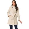 imageAllegra K Winter Trench Coat for Women Overcoat Belted Outwear Double Breasted Mid Long Pea CoatCream White
