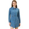 imageAllegra K Womens Belted Roll Up Sleeve Button Up Collared Shirt DressBlue