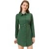 imageAllegra K Womens Belted Roll Up Sleeve Button Up Collared Shirt DressGreen