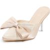 imageAllegra K Womens Bow Heels Satin Pointed Toe Stiletto Heels MulesChampagne