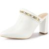imageAllegra K Womens Chain Mule Slides for Woman Pointed Toe Slip on Block Heel Slide MulesWhite