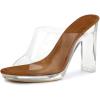 imageAllegra K Womens Clear Heel Platform Open Toe Chunky Heels Slides SandalsBrown