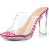 imageAllegra K Womens Clear Heel Platform Open Toe Chunky Heels Slides SandalsHot Pinkpu