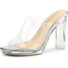 imageAllegra K Womens Clear Heel Platform Open Toe Chunky Heels Slides SandalsSilver