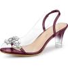 imageAllegra K Womens Clear Slingback Flower Rhinestone Peep Toe Heels SandalsBurgundy