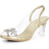 imageAllegra K Womens Clear Slingback Flower Rhinestone Peep Toe Heels SandalsGold