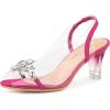 imageAllegra K Womens Clear Slingback Flower Rhinestone Peep Toe Heels SandalsHot Pink