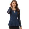 imageAllegra K Womens Dressy Top Formal Wedding Guest Long Sleeve Lace Peplum BlouseDark Blue