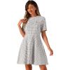 imageAllegra K Womens Elegant Short Sleeve Aline Dresses Plaid Tweed DressApricot