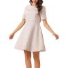 imageAllegra K Womens Elegant Short Sleeve Aline Dresses Plaid Tweed DressPink
