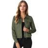 imageAllegra K Womens Faux Suede Jacket Button Down Collar Cropped Biker Motorcycle Jacket Fall Winter CoatArmy Green