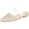imageAllegra K Womens Glitter Clear Strap Flat MulesGold