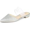 imageAllegra K Womens Glitter Clear Strap Flat MulesSilver