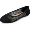 imageAllegra K Womens Lace Mesh Floral Round Toe Slip on Breathable Ballet FlatsBlack