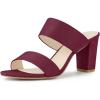 imageAllegra K Womens Opened Toe Block Heeled Slide SandalsBurgundy