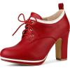 imageAllegra K Womens Platform Lace Up Chunky Heels Ankle BootsRed