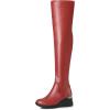 imageAllegra K Womens Platform Wedge Chunky Heels Over the Knee Thigh High BootsRed