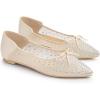 imageAllegra K Womens Pointed Toe Bow Rhinestone Mesh Ballerina FlatsBeige