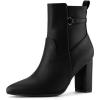imageAllegra K Womens Pointed Toe Chunky High Heels Ankle BootsBlack