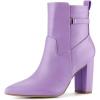 imageAllegra K Womens Pointed Toe Chunky High Heels Ankle BootsPurple