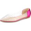 imageAllegra K Womens Pointed Toe Clear Rhinestone Ballet FlatsHot Pink