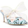 imageAllegra K Womens Pointed Toe Lace Bow Floral Printed Stiletto Heels MulesBlue