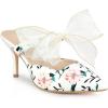 imageAllegra K Womens Pointed Toe Lace Bow Floral Printed Stiletto Heels MulesWhite