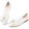 imageAllegra K Womens Pointed Toe Rhinestone Bow Slip on Mesh Ballet FlatsWhite
