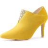 imageAllegra K Womens Pointed Toe Rhinestones Pull on Stiletto Heel Ankle BootiesYellow