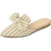 imageAllegra K Womens Pointed Toe Slip on Flat Stripe Bow Slides MulesBeige