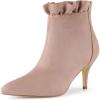 imageAllegra K Womens Pointed Toe Stiletto Heel Ruffle Ankle BootsDust Pink