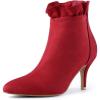 imageAllegra K Womens Pointed Toe Stiletto Heel Ruffle Ankle BootsRed