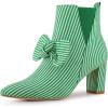 imageAllegra K Womens Pointed Toe Zip Striped Chunky Heels Ankle BootsGreen
