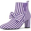 imageAllegra K Womens Pointed Toe Zip Striped Chunky Heels Ankle BootsPurple