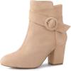 imageAllegra K Womens Round Toe Block Heel Nude Ankle Booties 10 M US