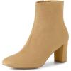 imageAllegra K Womens Side Zip Chunky Heels Ankle BootsCamel