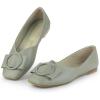 imageAllegra K Womens Squared Toe Comfortable Slip on Round Buckle Ballet FlatsGreen