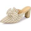 imageAllegra K Womens Stripe Bow Pointed Toe Block Heel Slides MulesBeige