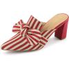 imageAllegra K Womens Stripe Bow Pointed Toe Block Heel Slides MulesRed