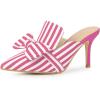 imageAllegra K Womens Stripe Bow Slip on Stiletto Heel Slides MulesHot Pink