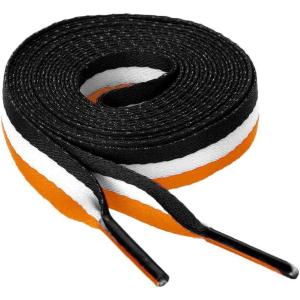 imageAllegra K Colorful Color Block Stripe Wide Shoe Strings Flat Shoelaces for Sneakers 2 PairsBlackwhiteorange