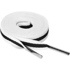 imageAllegra K Colorful Color Block Stripe Wide Shoe Strings Flat Shoelaces for Sneakers 2 PairsWhiteblackwhite