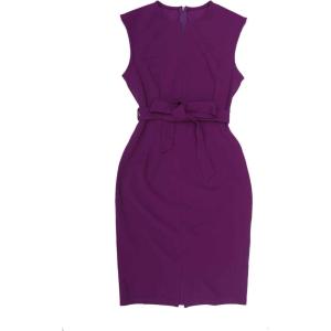imageAllegra K Sheath Dress for Womens Sleeveless Notched V Neck Belted Business Professional Office DressesPurple