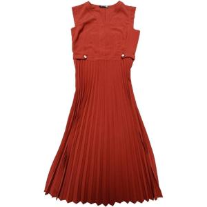 imageAllegra K Summer Dress for Womens 2024 Elegant Sleeveless V Neck ALine Pleated Flowy Midi DressRust Red