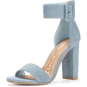 imageAllegra K Womens Ankle Strap Block High Heel SandalsDenim Blue