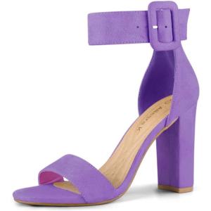 imageAllegra K Womens Ankle Strap Block High Heel SandalsPurple