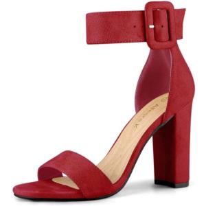 imageAllegra K Womens Ankle Strap Block High Heel SandalsRed